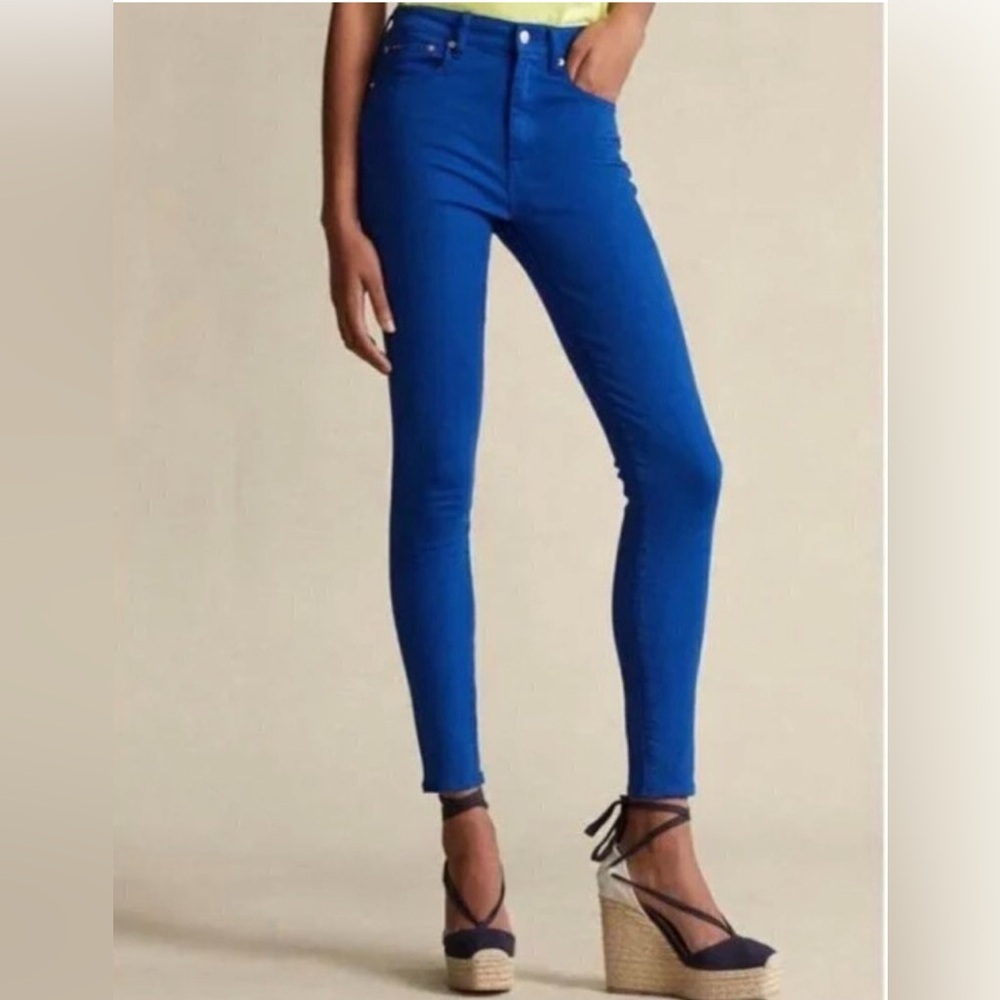 Polo Ralph Lauren Womens Tompkins Skinny High Rise Ankle Jeans Blue